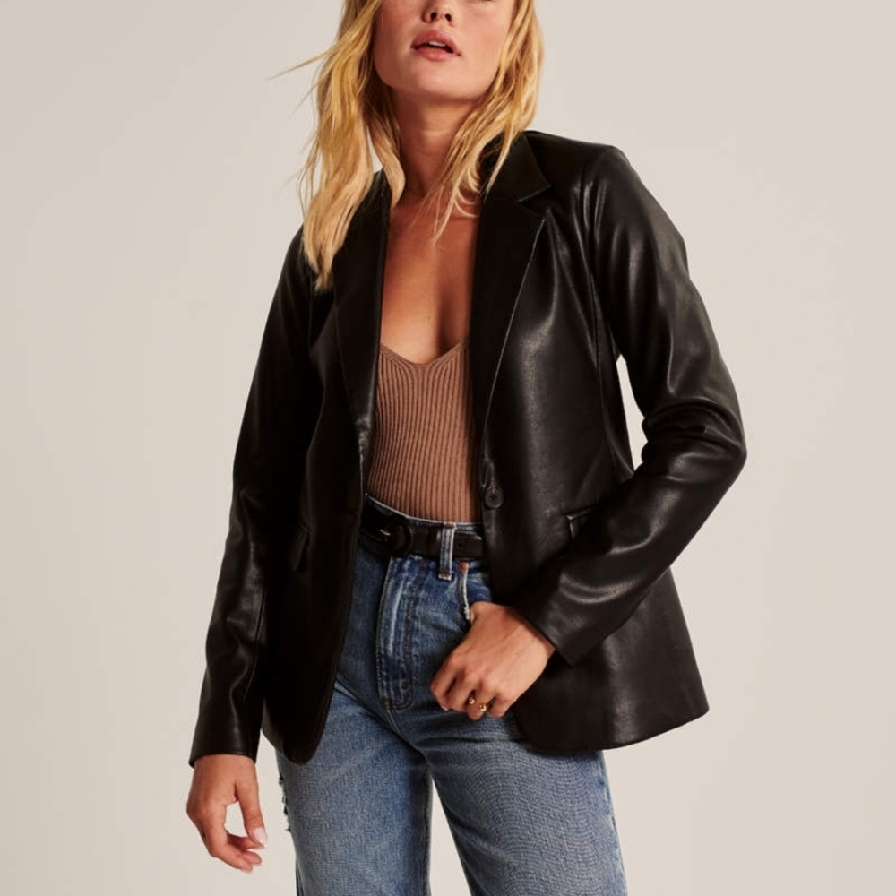 Abercrombie & Fitch vegan leather blazer